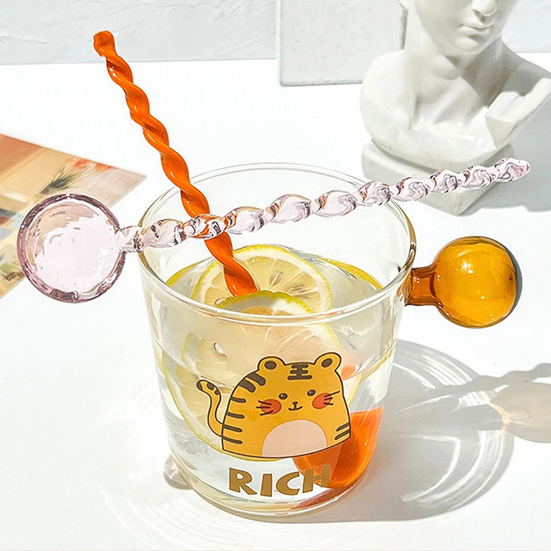 Glass Coffee Scoops With Long Handle Colorful And Cute Teaspoon Kitchen Accessories Milk Dessert Ice Cream Spoon