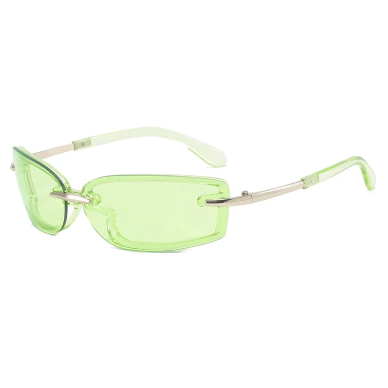 Rimless Y2K Style Sunglasses Rectangle Fashion Popular Women Men Shades Square Sun Glasses for Female Male Glasses Metal Frame