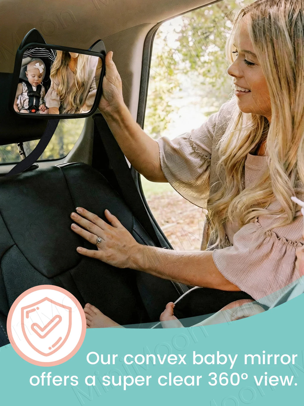 Adjustable Wide-Angle Car Seat Mirror, Headrest Mount Safety Monitor for Rear-Facing Baby & Child