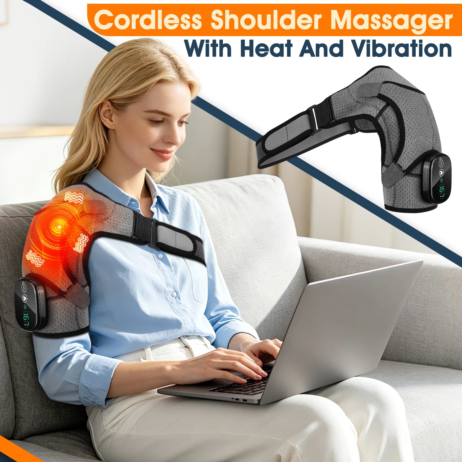 Electric Heating Shoulder Brace LED Display Vibration Shoulder Massage Support Belt Strap For Joint Brace Care Muscle Relaxation