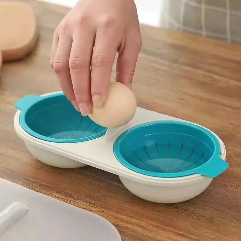 New Creative Egg Poacher Food Grade Pans Double Cup Egg Boiler Steam Microwave Oven Set Kitchen Cooking Tools Kitchen Tools