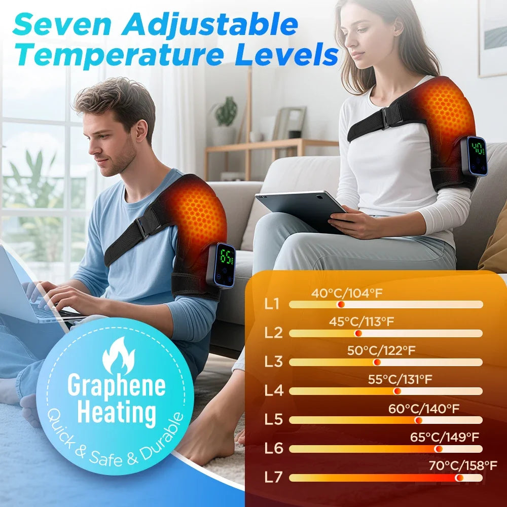 Shoulder Protection for Joint Elbow Massager Wireless 7-Level Heated Vibrador Pads Relax Muscle Relaxation Massage Belt by APP