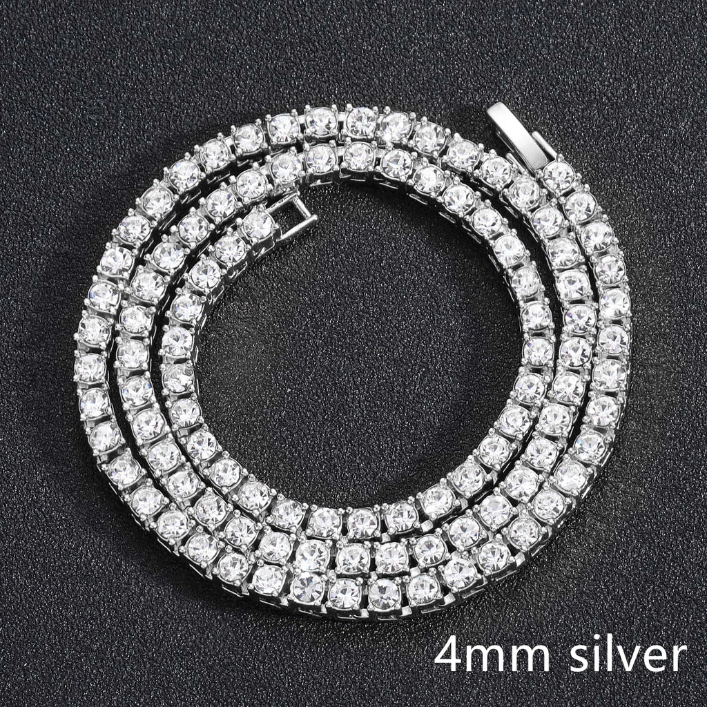 4MM 5MM Bracelet Necklace for Women Men Iced Out Tennis Chain Fashion Hip Hop Chain Jewelry for Men Necklace Accessories