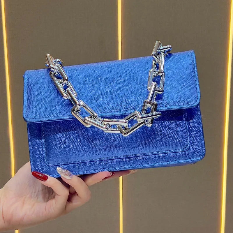 New Evening Women's Bags Luxury Brand Shiny Leather Dinner Party Women's Handbags Fashionable Women's Shoulder Crossbody Bags