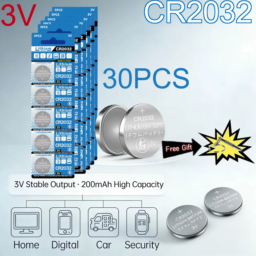 2-30PCS 3V 200mAh CR2032 Lithium Battery CR 2032 DL2032 ECR2032 For Watch Toy Calculator Car Key Remote Control Button Cells