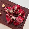 Red Lace Check Large Scrunchie Women's Superior New Year's Christmas Vibe Korean Scrunchie Headwear Hair Accessories for Girls