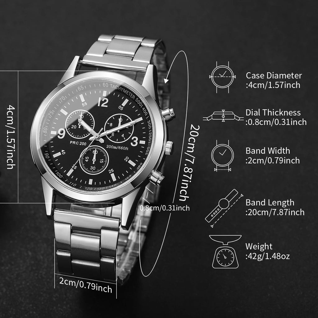 Fashion Men Business Quartz Watch Luxury Silvery Strap Wristwatch Reloj Hombre（Without Box）