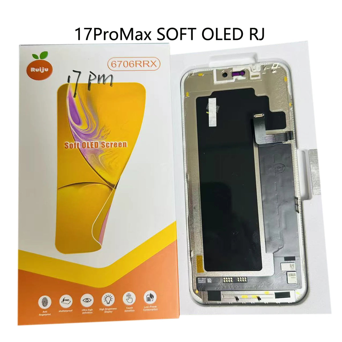 RJ SOFT OLED LCD Display Replacement For iPhone 16 12Pro 13pro 15pro 14pro 16pro 17pro Max 14 16 15 PLUS Touch Screen Digitizer