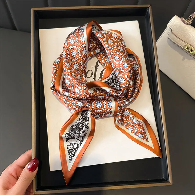 NEW Fashion Print Long Silk Scarf Graphic Ribbon For Women Soft Cozy Silk Scarf Versatile Neckerchief Length Luxury Headband
