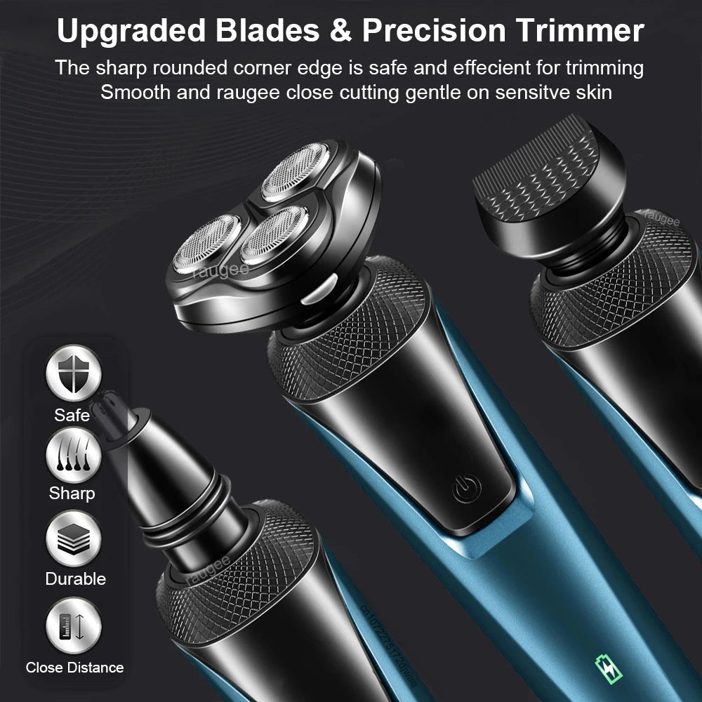 Electrical Rotary Shaver for Men Rechargeable Man Beard Shaving Razors Waterproof Automatic Floating Electric Shaver for Male