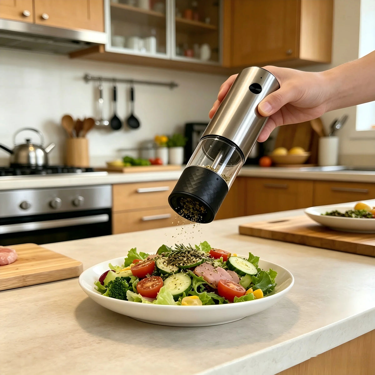1pc/2pcs MINI USB Rechargeable Automatic Pepper Grinder Adjustable Coarseness Salt And Pepper Mill for Kitchen Spice Grinder