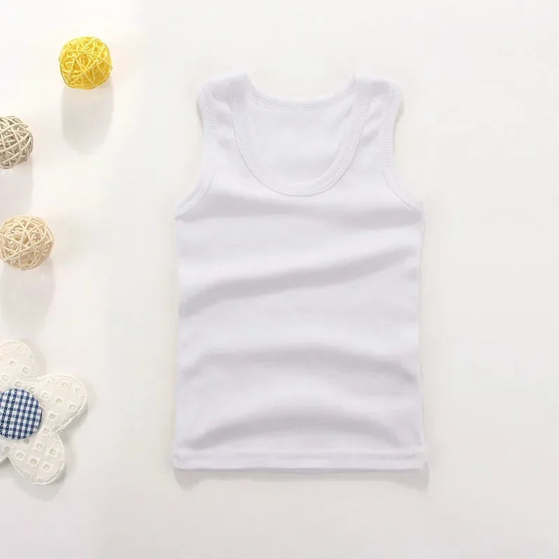 Children Vests T-shirts Summer Boys Girls Cotton Sports Tops Waistcoat Pure Color Casual Kids Vest