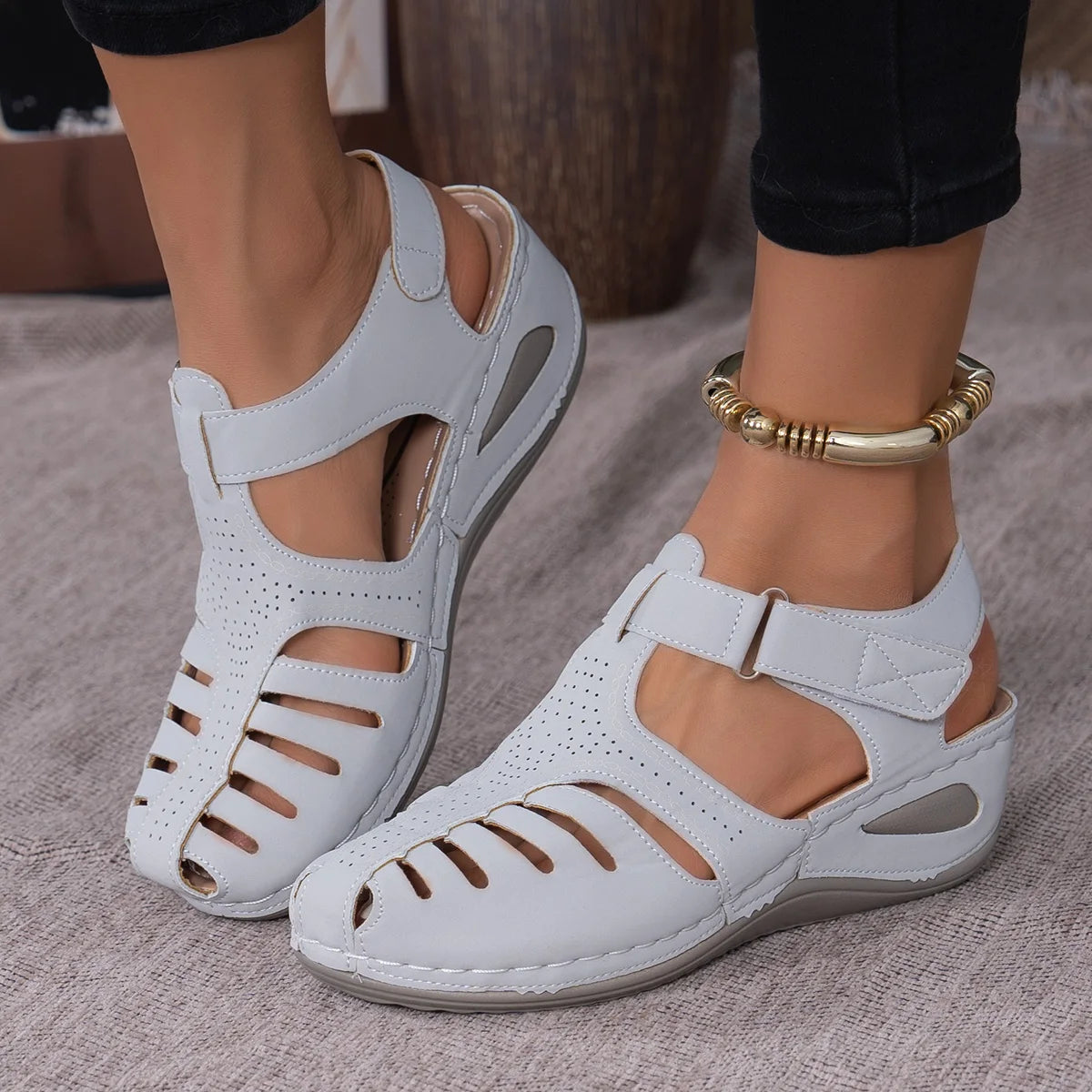 Clearance_2025 New Women's Peep-Toe Ankle Strap Sandals Summer Block Heel Fashion Shoes 11 Colors Available_Continuous update