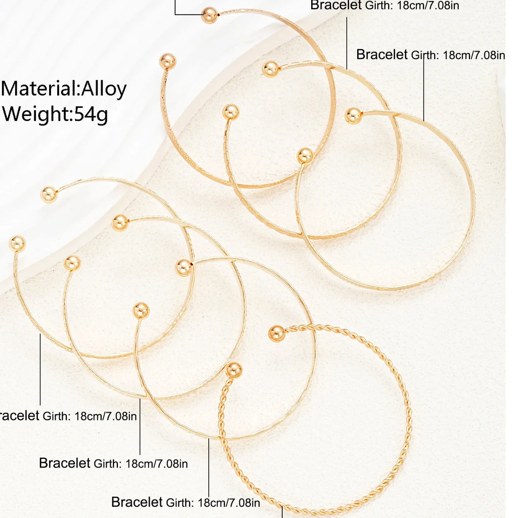 7Pcs Fashion Pattern Metal Cuff Bracelet Set For Women Elegant Gold Silver Color Open Bangle Female Trendy Party Jewelry