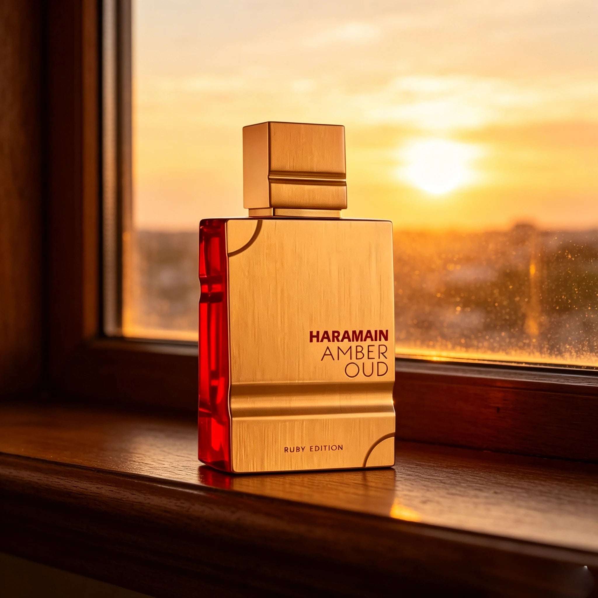 Al Haramain Amber Oud Ruby Edition, The red gold contrasting bottle body is as hot as a gemstone, and the sweet fragrance of berries and roses begins, light and long-lastin.g