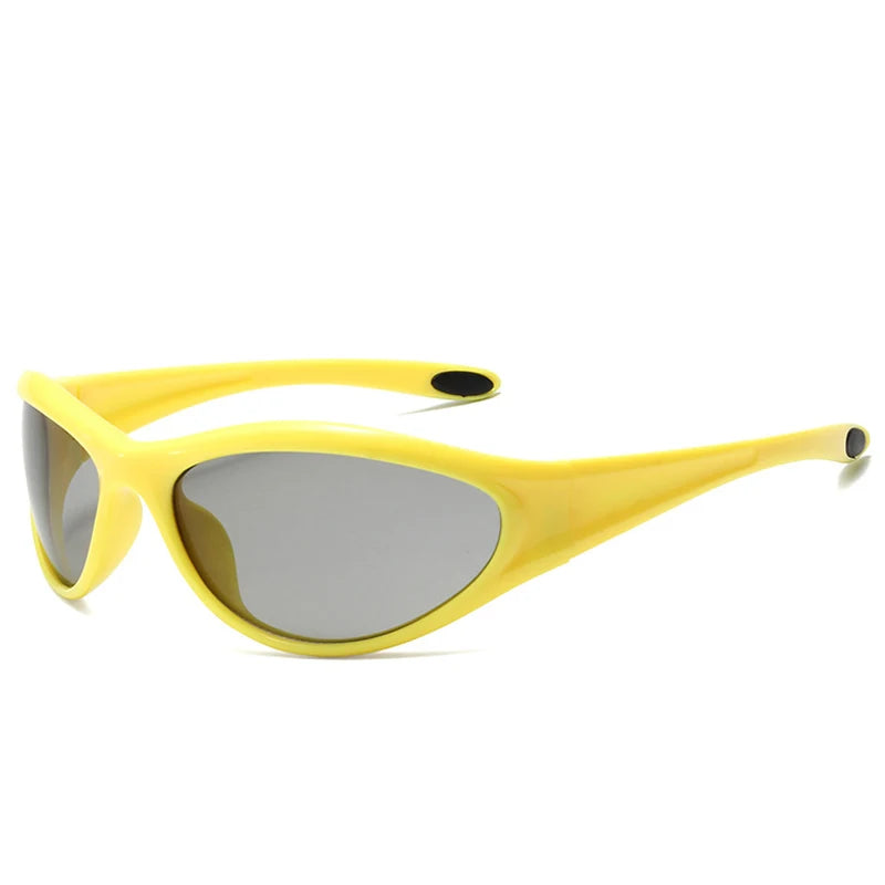 DOHOHDO New Retro Y2K Cat Eye Outdoor Fashion Sports Sunglasses Women Gradient Mirror Goggles Shades UV400 Men Punk Sun Glasses