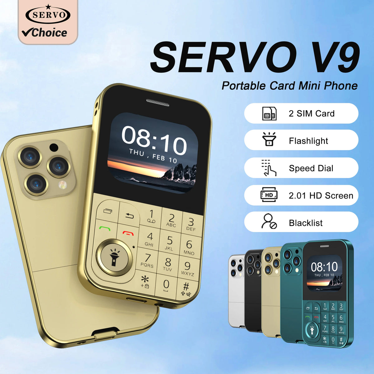 SERVO V9 Small Mobile Phone 2.01inch 2 SIM Cards Magic Voice FM Radio Torch Speed Dial 2G GSM Mini Keyboard Mobile Phone MP3 MP4