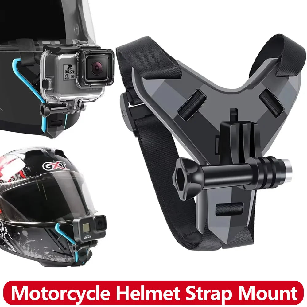 Motorcycle Helmet Strap Chin Mount For Gopro Hero 13 12 11 10 9 8 SJCAM AKASO Action Camera Mount Full Face Holder Accessories