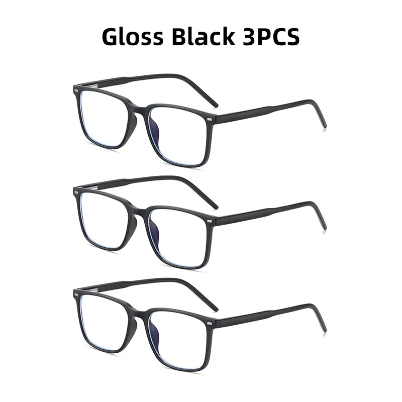 VIVIBEE Classic Square Blue Light Blocking Men Glasses Computer Gaming TR90 Black Anti Ray Eyeglasses Better Sleep Clear Eyewear
