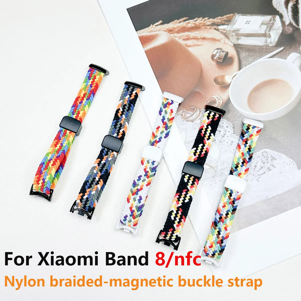Suitable for Xiaomi Band 8 Wristband, Nylon Braided Strap, Magnet Buckle, Luxury Personality, Mi Band 8 Replacement Strap