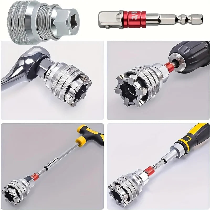 Universal Adjustable Socket Wrench, Suitable for Standard Metric 10-19mm, 3/8-Inch -3/4-Inch Ratchet Wrench