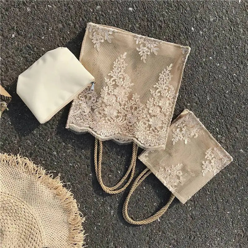 Chic Summer Light Bags Fashion Party Wedding Bags Ivory White Lace Bag Women Purses Handbag Totes Shoulder Female Bride