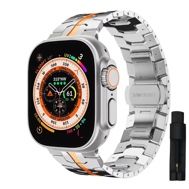 Ultra 2 Titanium Color Strap For Apple Watch 49mm 45mm 44mm 42mm Luxury Metal Band For IWatch 8 9 46mm Stainless Steel Bracelet