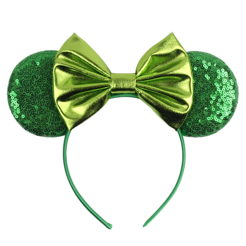 1pc Classic Sequin Headband Mickey Minnie 3.5 "mouse Ear Headband Fashionable Solid Color Theme Park Party Hair Accessory