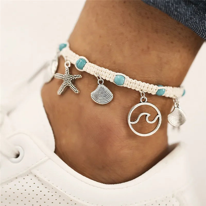 New Beads Starfish Anklets For Women Beach Anklet Leg Bracelet Handmade Bohemian Foot Chain Boho Summer Beach Jewelry