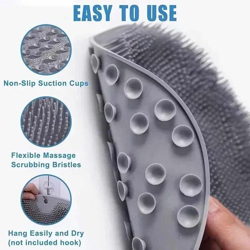 Foot Wash Mat Silicone Sponge Body Brush in The Shower Reusable Wall Mounted Back Silicone Bath Foot Massage Pad Shower