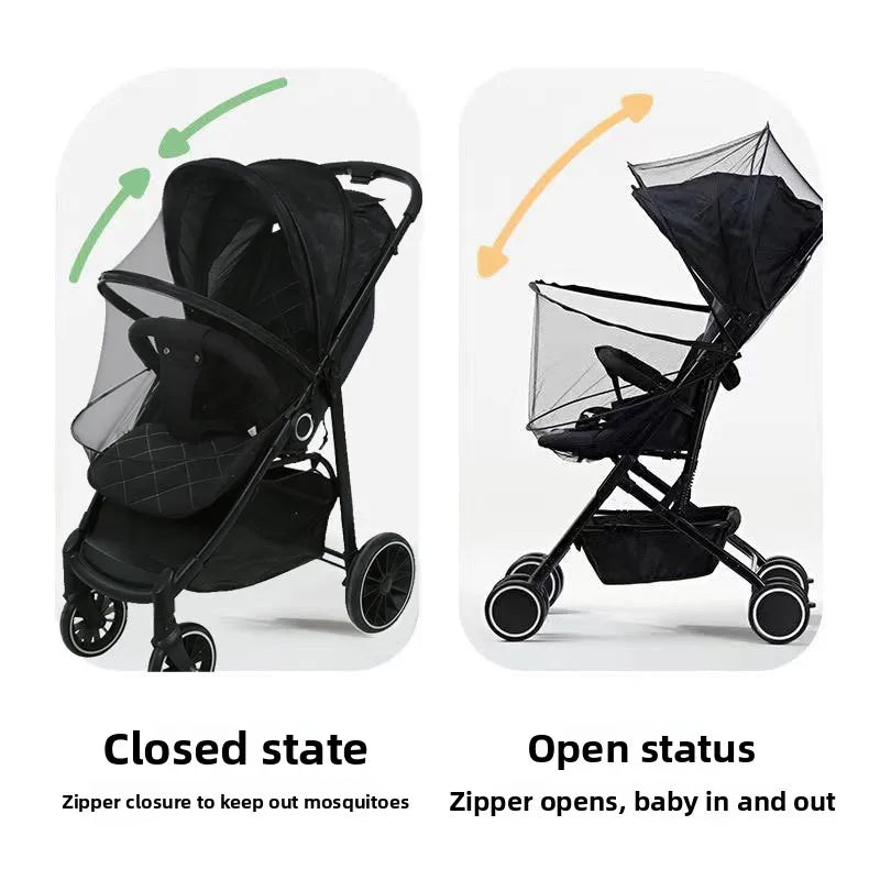 Full-Cover Universal Baby Stroller Mosquito Net, Foldable Fine Mesh,Anti-Mosquito&Dustproof,Essential for Outdoor Baby Strolling