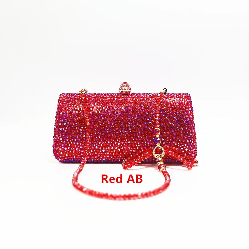 XIYUAN Orange Crystal Evening Clutch Bag Glittering Diamond Crossbody Purse Wedding Bridal Handbag Gorgeous Stones Party Purses