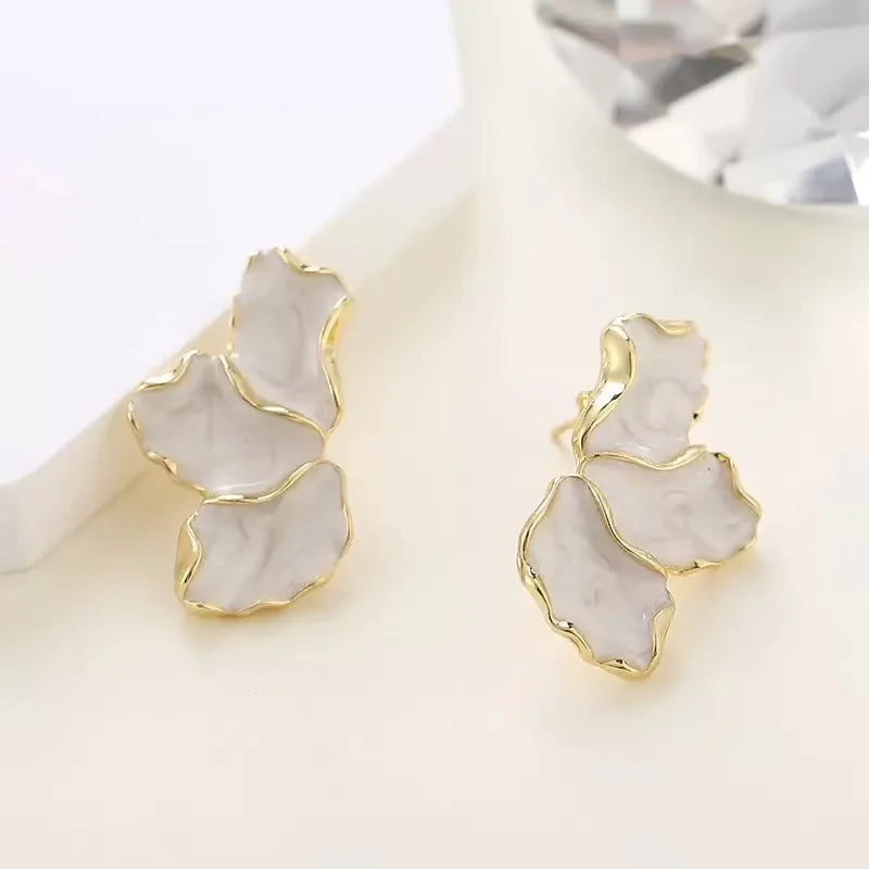 2PCS Fashion Luxury Zircon Starfish Shell Women's Earrings, Simple Flower Leaf Lmitation Pearl Earrings Party Wedding Jewelry