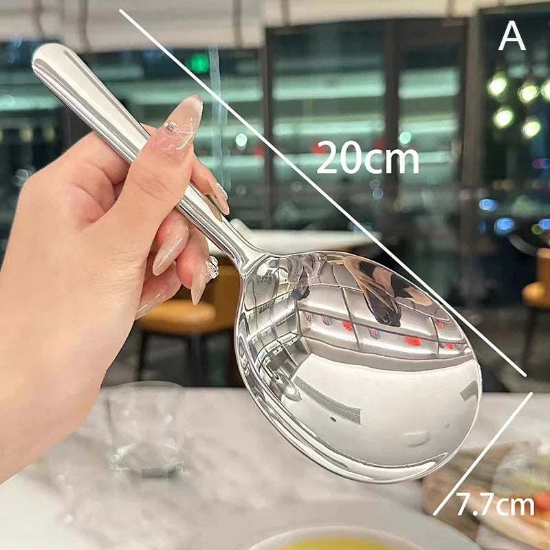 1/2Pc Stainless Steel Ladles for Serving Soup Rice Serving Spoon Drain Hole Heat Insulated Handle Kitchen Utensils for Daily Use