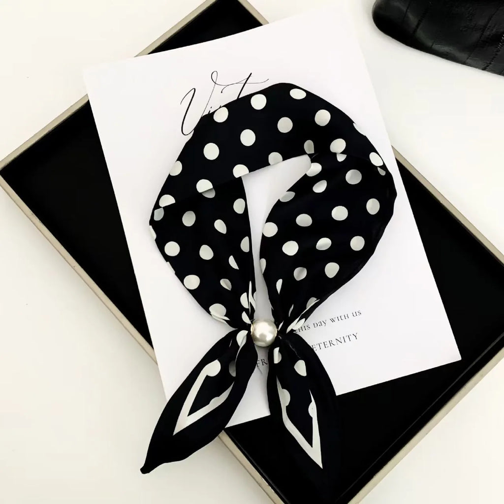 Korean Style Elegant Pearl Magnetic Scarf Women Summer Versatile Breathable Neckerchief Fashion Accessory Neck Wrap Scarves