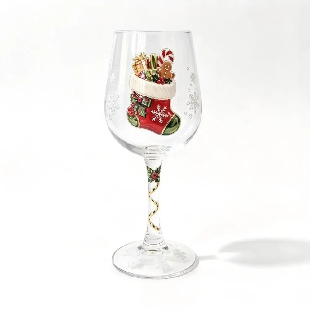 1/6pc Christmas Glass Art Cup Santa Snowman Reindeer Tree Drinking Glasses Christmas Wine Glasses Gift for Christmas Friends