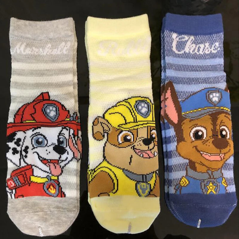 6PCS=3pairs Genuine Paw Patrol Spring Summer Autumn Baby Cotton Sock Kids Socks Chase Skye Children Birthday Gift for Age 3-7Y