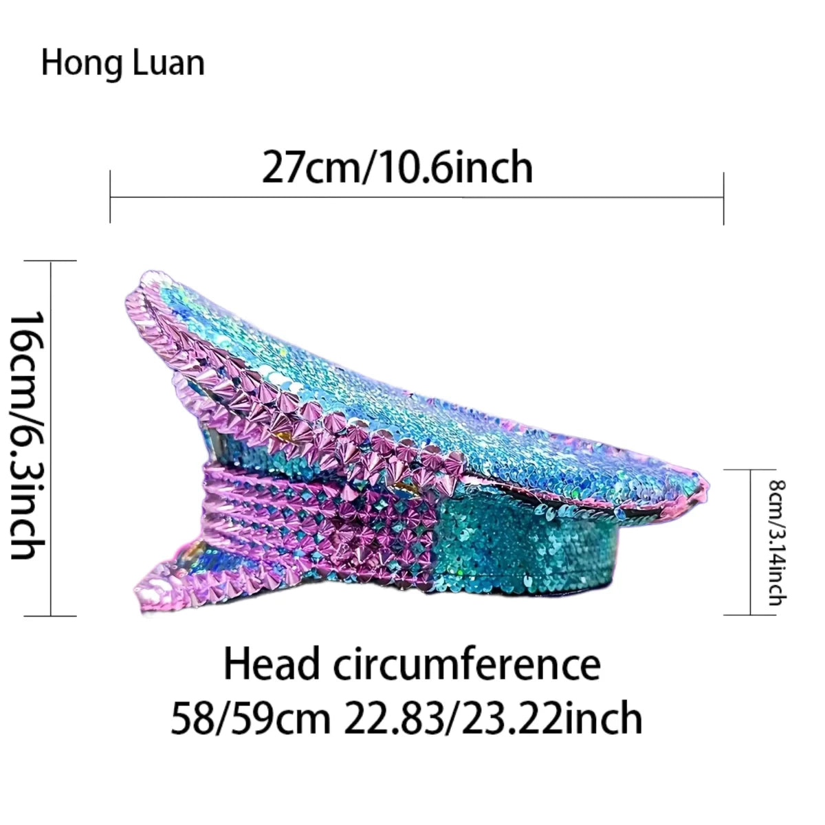 HongLuan Blue Steampunk Captain Hat Rhinestone for Burning Man Festival Woman, Vintage Military Accessories & Military Cap Man