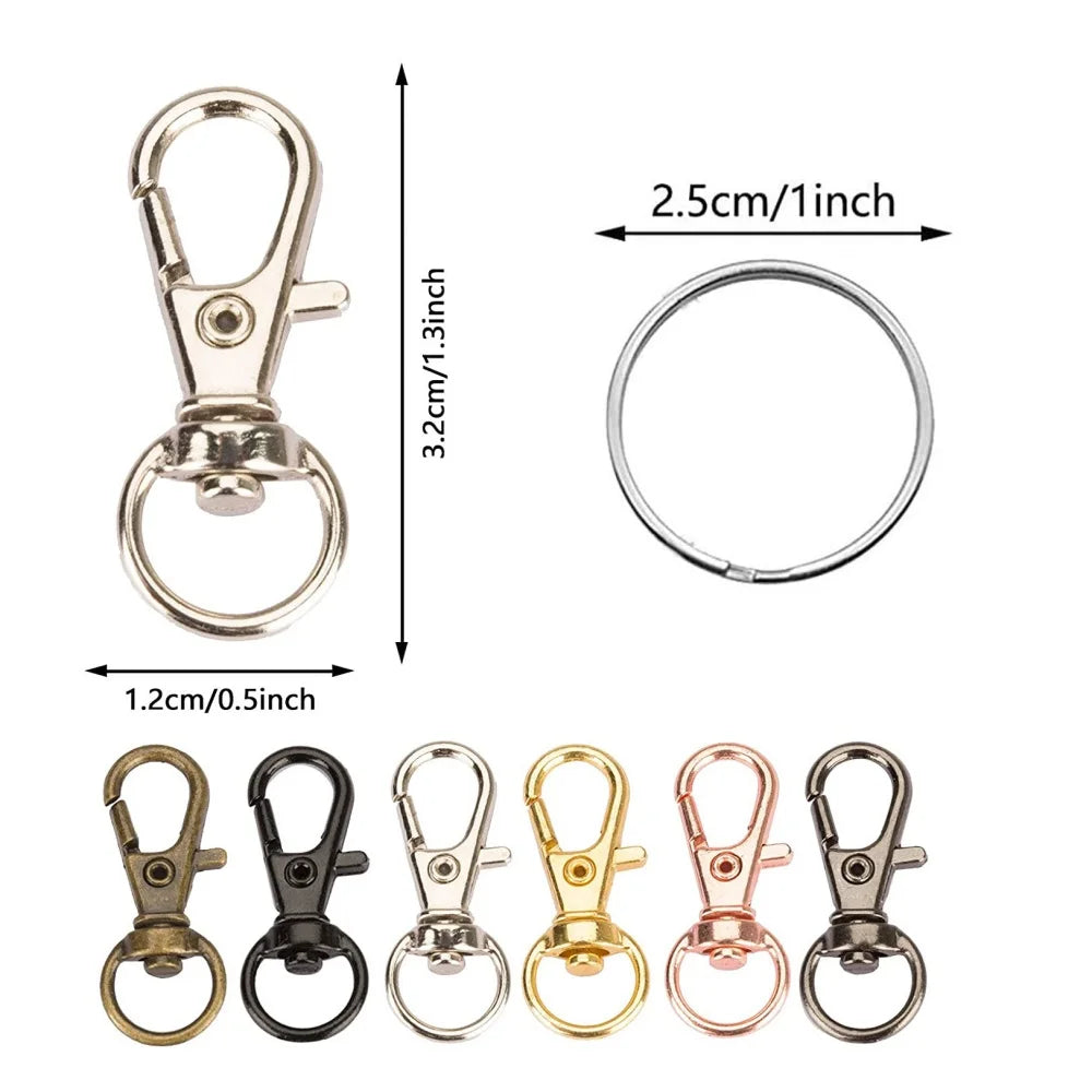 20pcs/pack Swivel Lobster Clasp With Key Ring 10pcs Key Chain 10pcs Key Ring Decoration DIY Making Jewelry Accessories ﻿