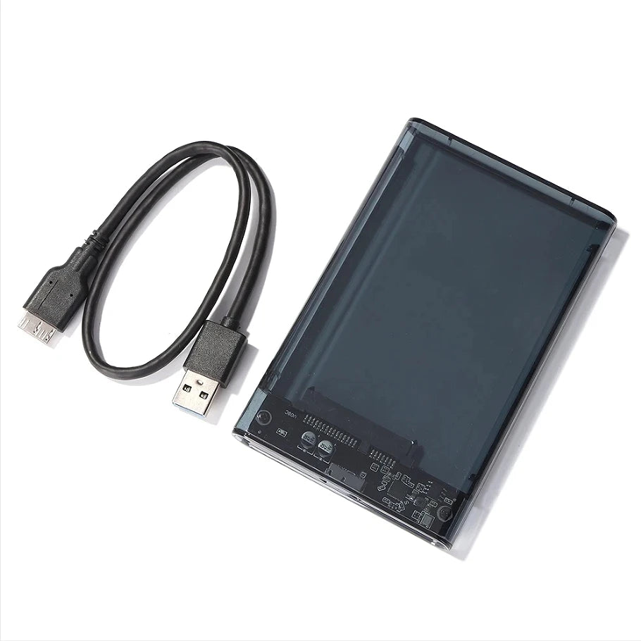 Transparent 2.5 Inch HDD Enclosure SATA to USB 2.0 Type-C SSD Case Portable External Hard Drive Box Tool-Free