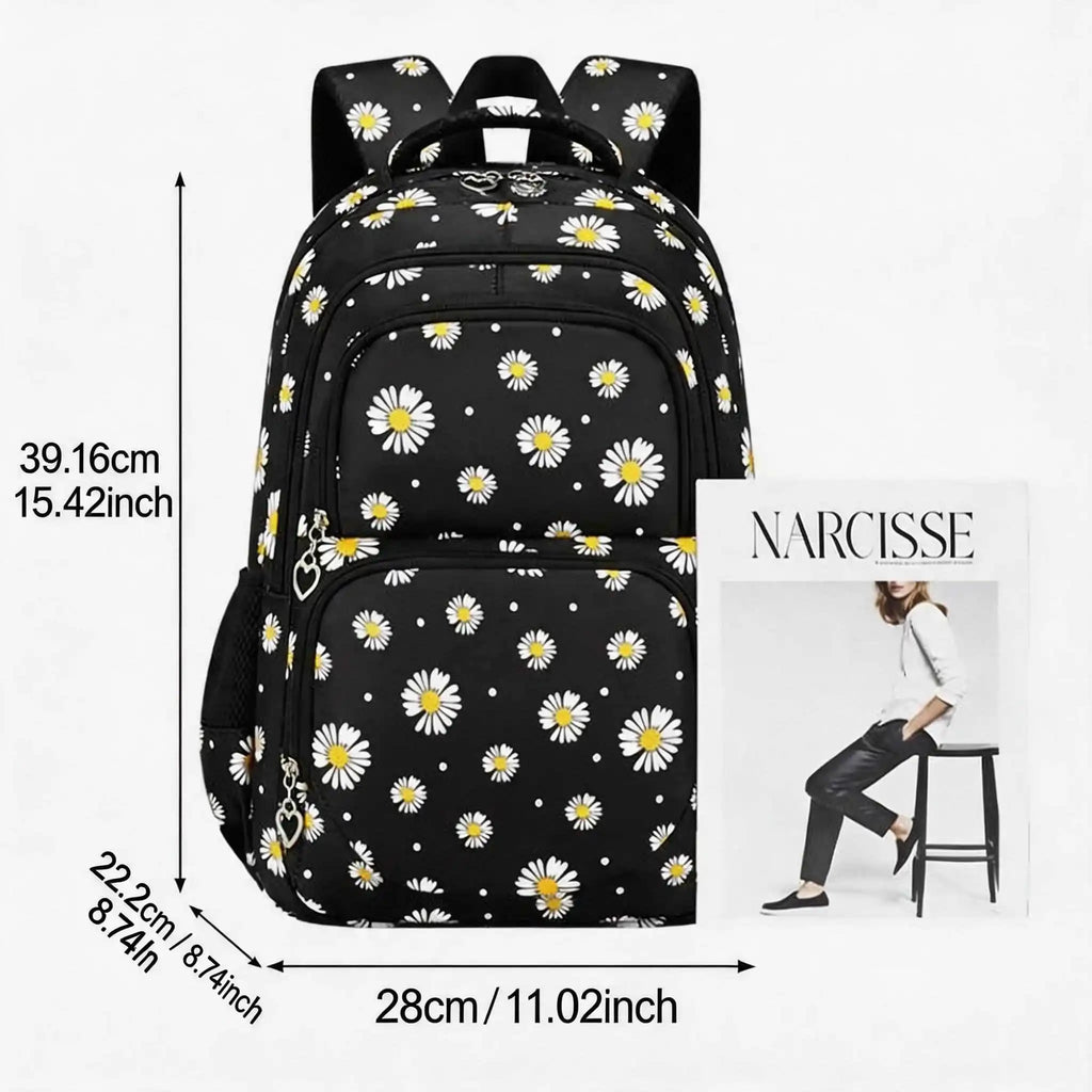 Hot Sale Student Daisy 3-Piece Set Bag Large Capacity Backpack College Style Lightweight Fashion Multi Compartment Lightweight Design