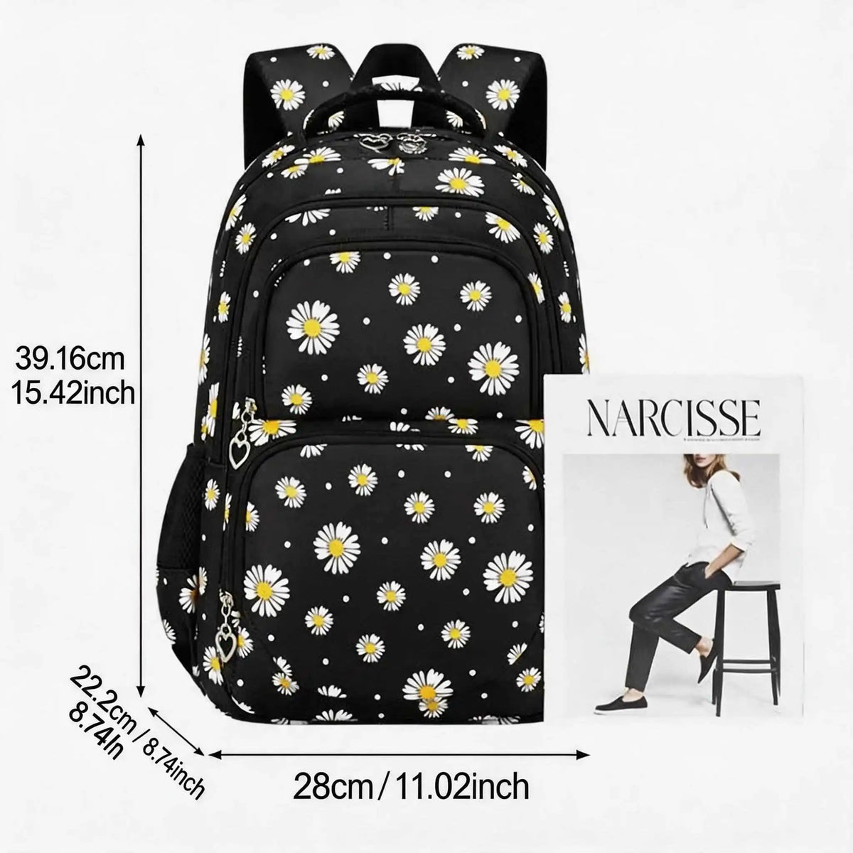 Hot Sale Student Daisy 3-Piece Set Bag Large Capacity Backpack College Style Lightweight Fashion Multi Compartment Lightweight Design