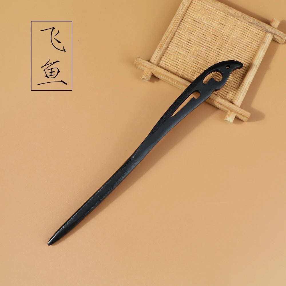 Chinese Royal Wooden Hair Clips Hair Stick Women Simple Carved Wood Hairpins Girl Exquisite Hair Style Accessories Headwear Gift