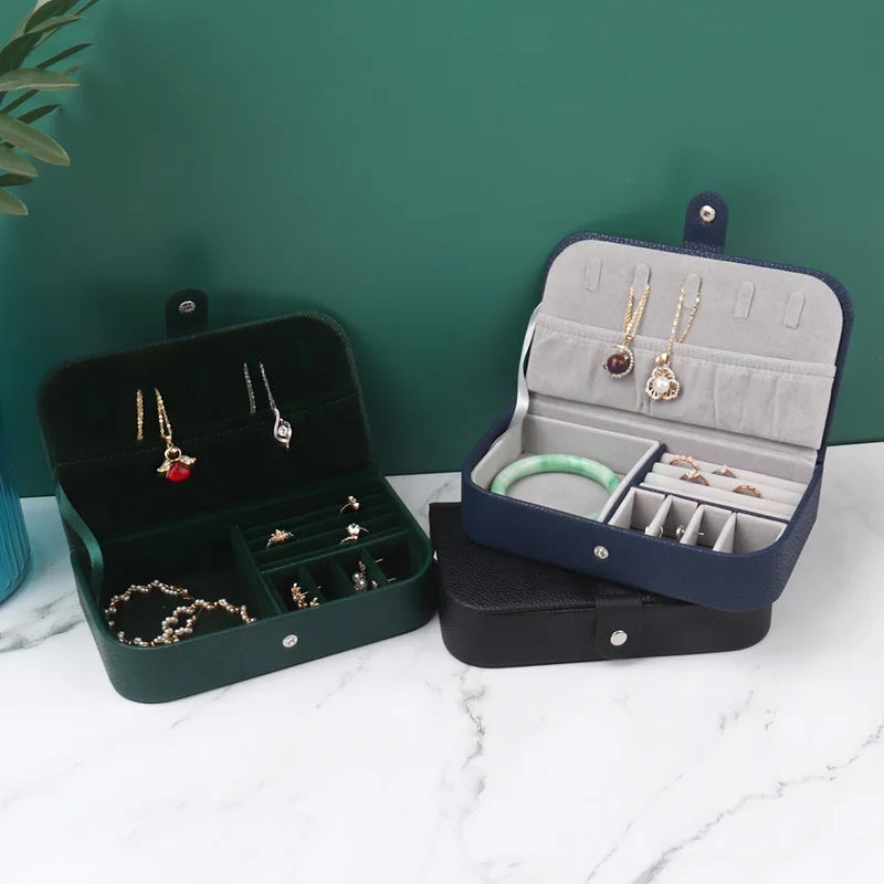 Portable Jewelry Box Jewelry Organizer Display Travel Jewelry Case Boxes Button Leather Storage Chenille Jewelers Joyero