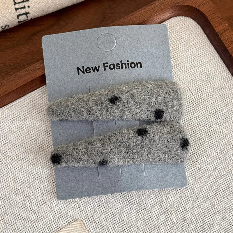 Red Polka Dot Plaid Hair Clip Luxurious, Refined, Minimalist BB Clip Autumn/Winter Small Hair Clip Woolen Side Hairpin