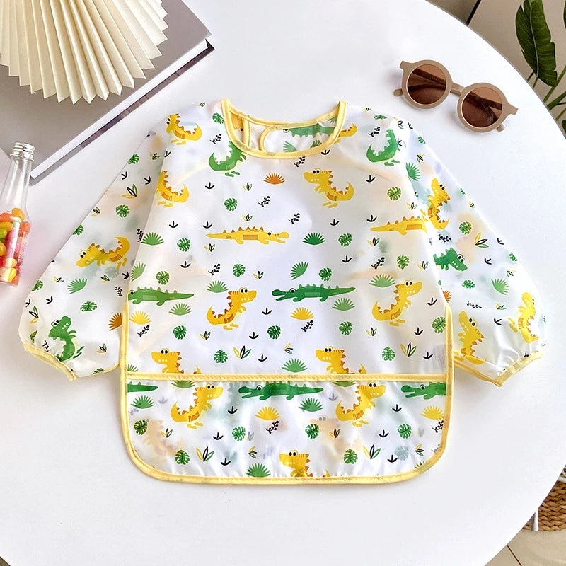 Waterproof Full Sleeve Baby Bibs Children Apron Long Sleeve Feeding Smock Kids Eating Breastplate Infant Scarf Clothing