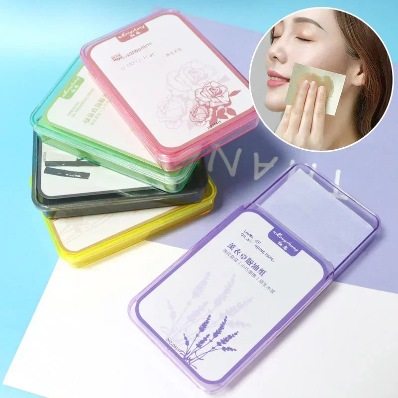 Scented Oil Blotting Paper 300 Sheets Bamboo Charcoal Green Tea Portable Boxed for Facial Shine Removal