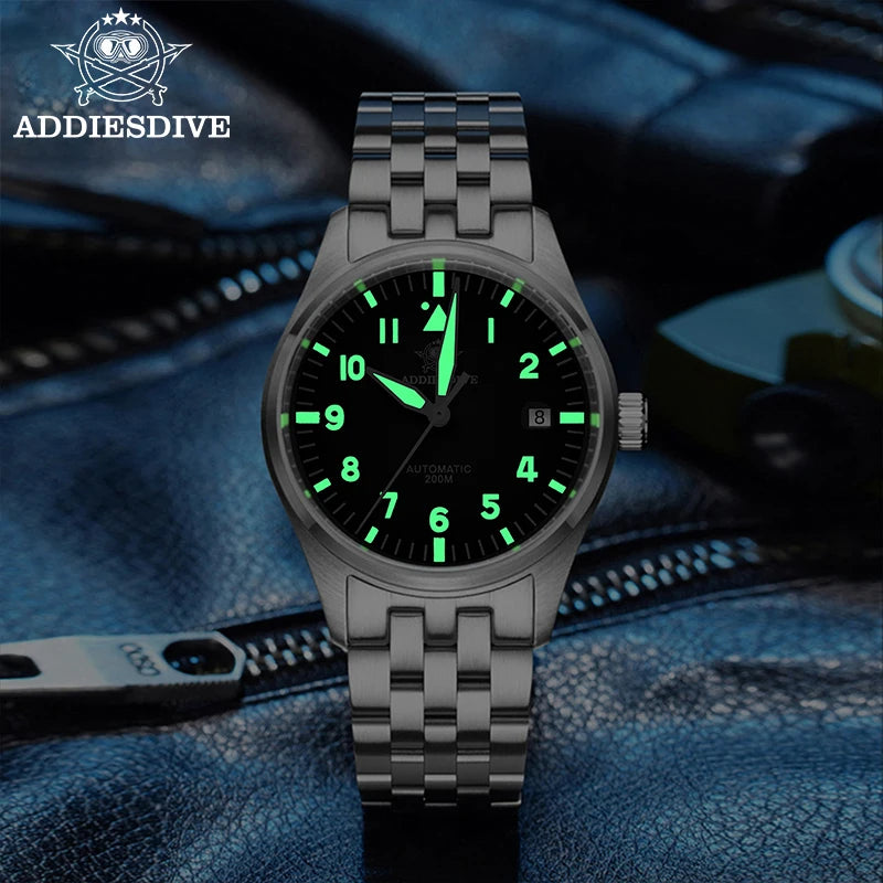 ADDIESDIVE Watches For Men Luxury Business Leisure Automatic Mechanical Men's Watch Fluorescent Waterproof 8215 316L Stainless