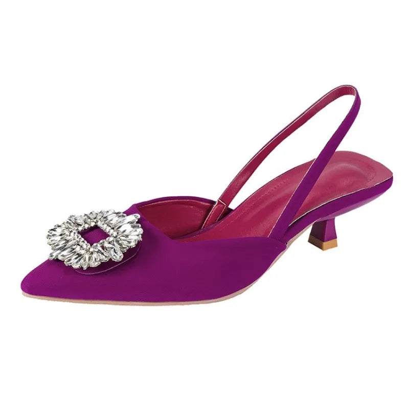 2026 Spring Stiletto Toe Drag Korean Version Sexy Party Sandals Women's Shoes Rhinestone Fashion Summer Sandals