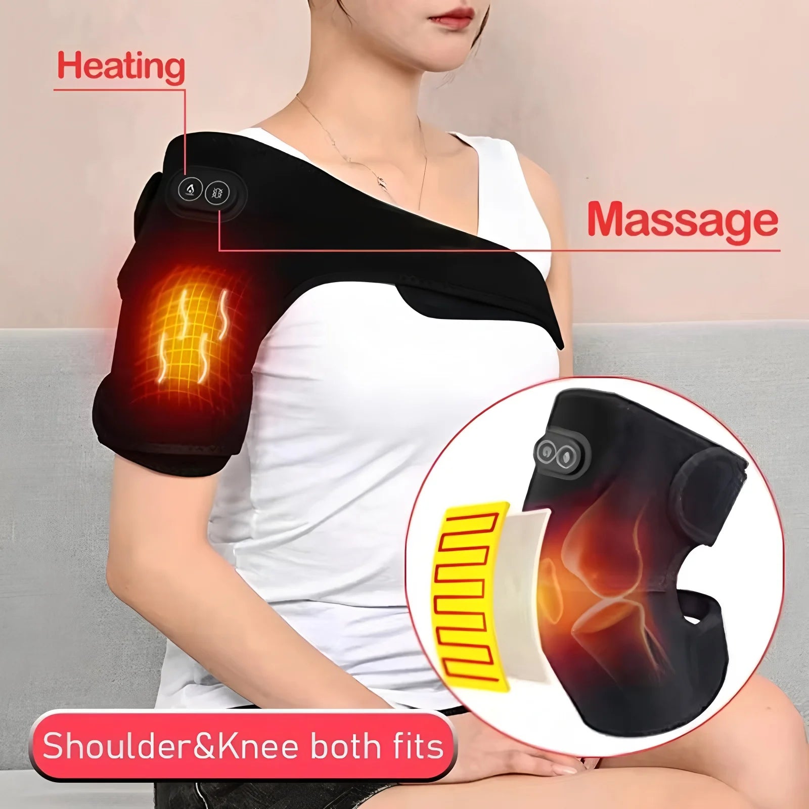 2026 Heated And Vibrating Knee Massage Pad, Intelligent Button, Adjustable Multi-Level, LED Display Rechargeable